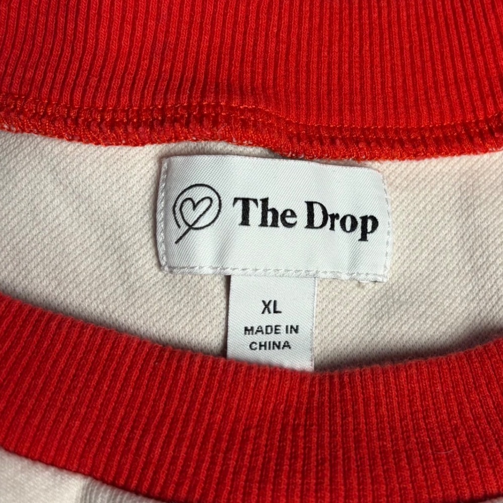 The Drop Red Pink Colorblock Raglan Crewneck Sweatshirt Sz XL Lounge Minimalist - Picture 6 of 8